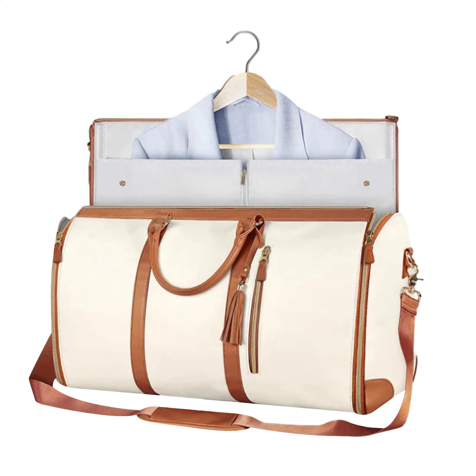 Foldable sports luggage bag with shoe bag sports and fitness handbag business travel bag PU leather 240812