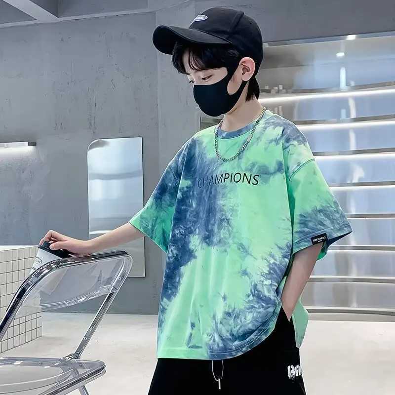 T-shirts Summer Kids Clothes Fashion Streetwear Boys Girls Personality T Shirt Tie Dye Tops Children Short Sleeve Childrens ClothingL24729