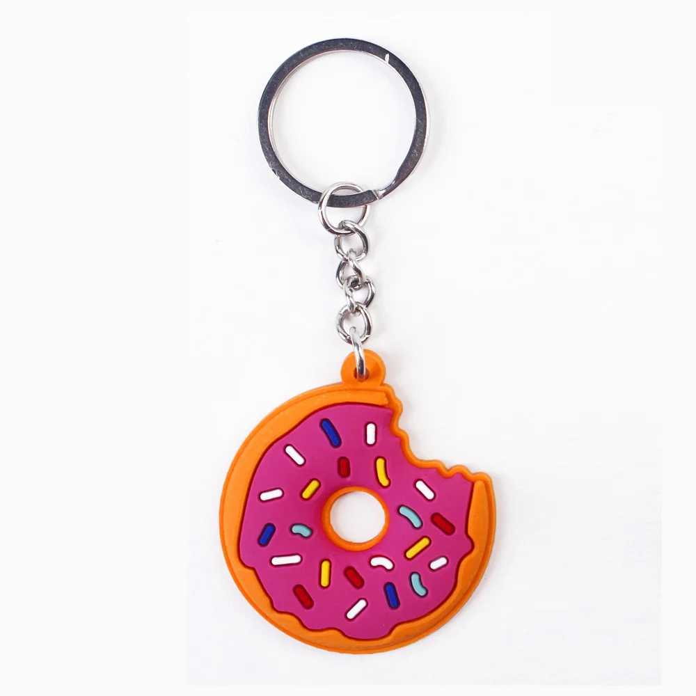 Creative Sweet Donut Keychain Party Favors Kids Food Pendant Keyrings Bagpack Ornaments Accessories Christmas New Year GiftsL240729