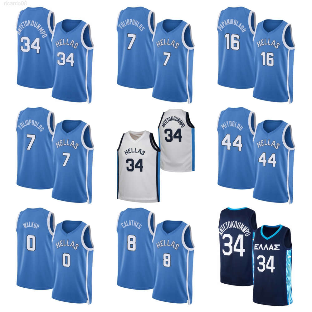 Greece Basketball Jersey 2024 Giannis Antetokounmpo Kostas Papanikolaou Vassilis Toliopoulos Konstantinos Mitoglou Thomas Walkup Hellas National Team Women