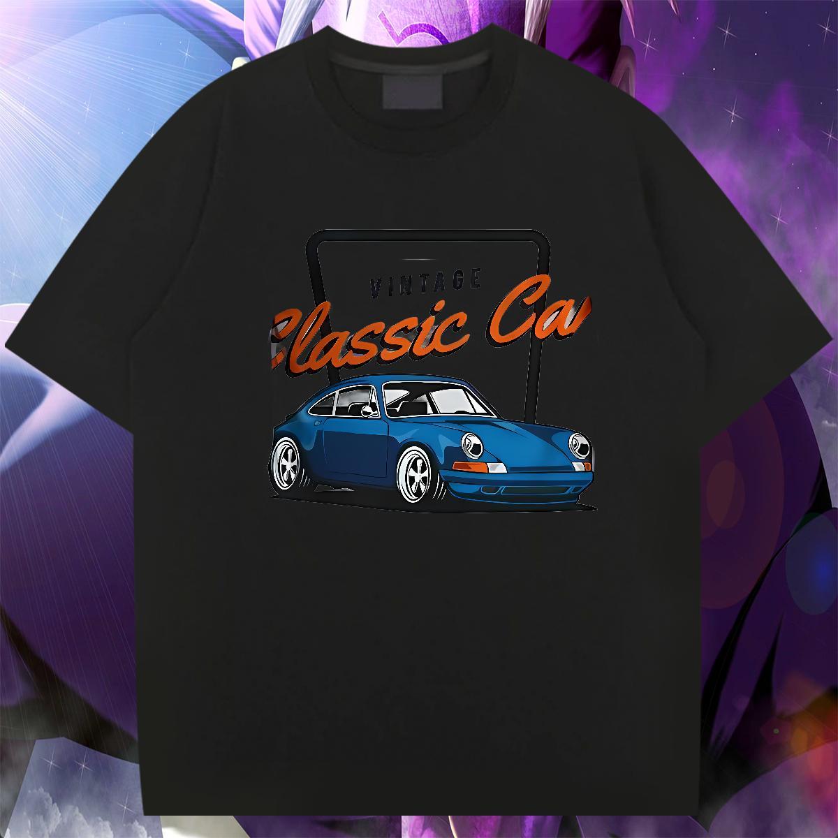 Brand Couples T Shirts 230g 100% Cotton High Street Hip Hop car DIY Printed Breathable Crew Neck Fashion Man T Shirts Tees Shirts
