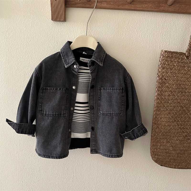 Boys babies children shirts jackets outerwear pure cotton 2024 classic jeans spring and autumn shirts youth jackets childrens jacketsW240729