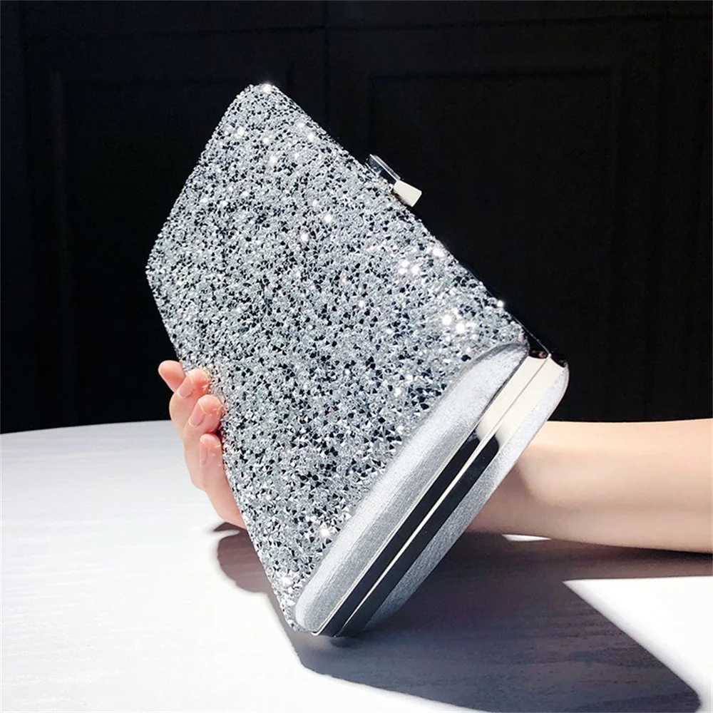 Women Diamond Wedding Clutch Purse and Handbag Elegant Evening Clutch Bag for Party Diamond Sequin Gold Silver Shoulder Bag 2024XJ240729