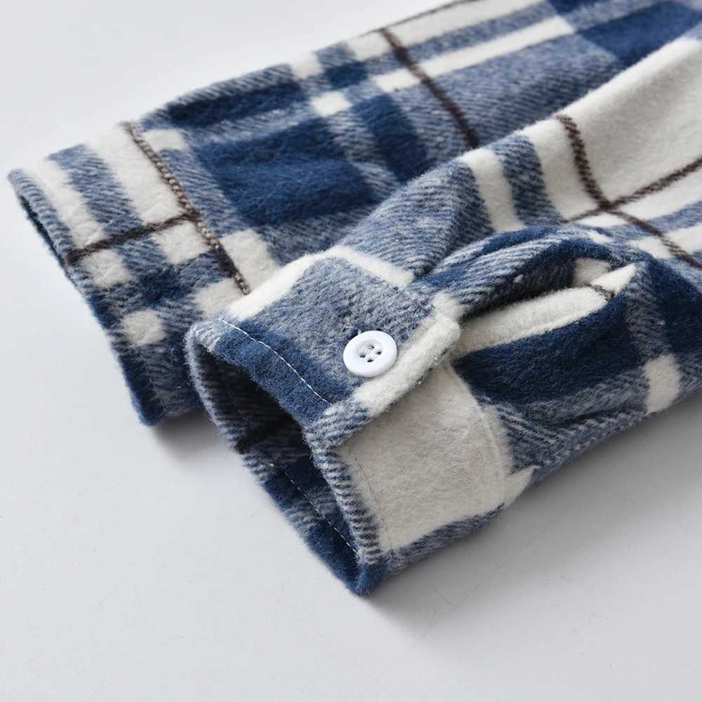 Autumn and winter fashion baby boy long sleeved pure cotton plain weave shirt casual collar classic childrens thick warm topW240729