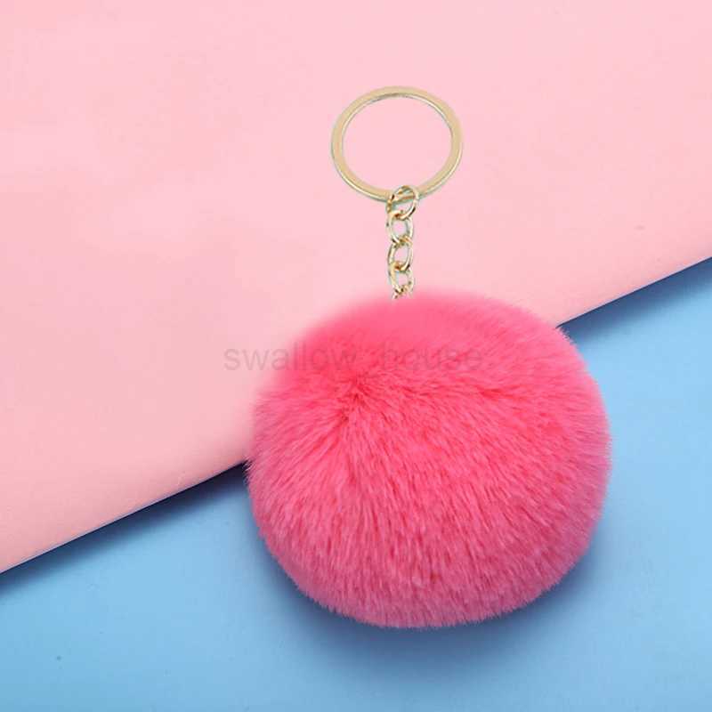 Fluffy Keyrings Soft Plush Charm Buckle Faux Colorful Rabbit Pompom Keychain Ball for Women and Girls Bag Pendant Jewelry DIYL240729