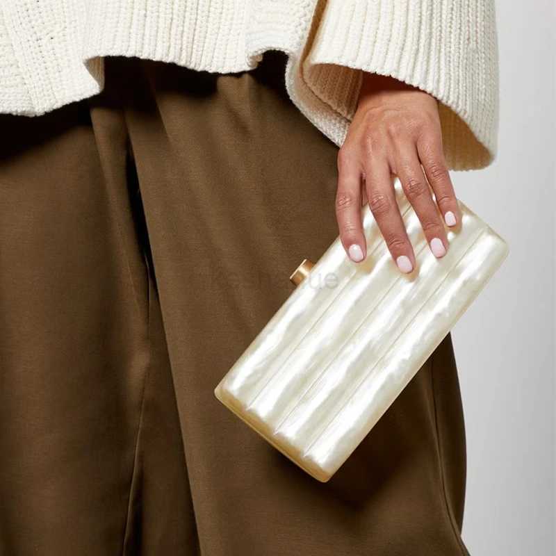 Women Acrylic Box Evening Clutch Bags For Wedding Party Luxury pearl ivory black pink Purses Designer Handbags High QualityXJ240729