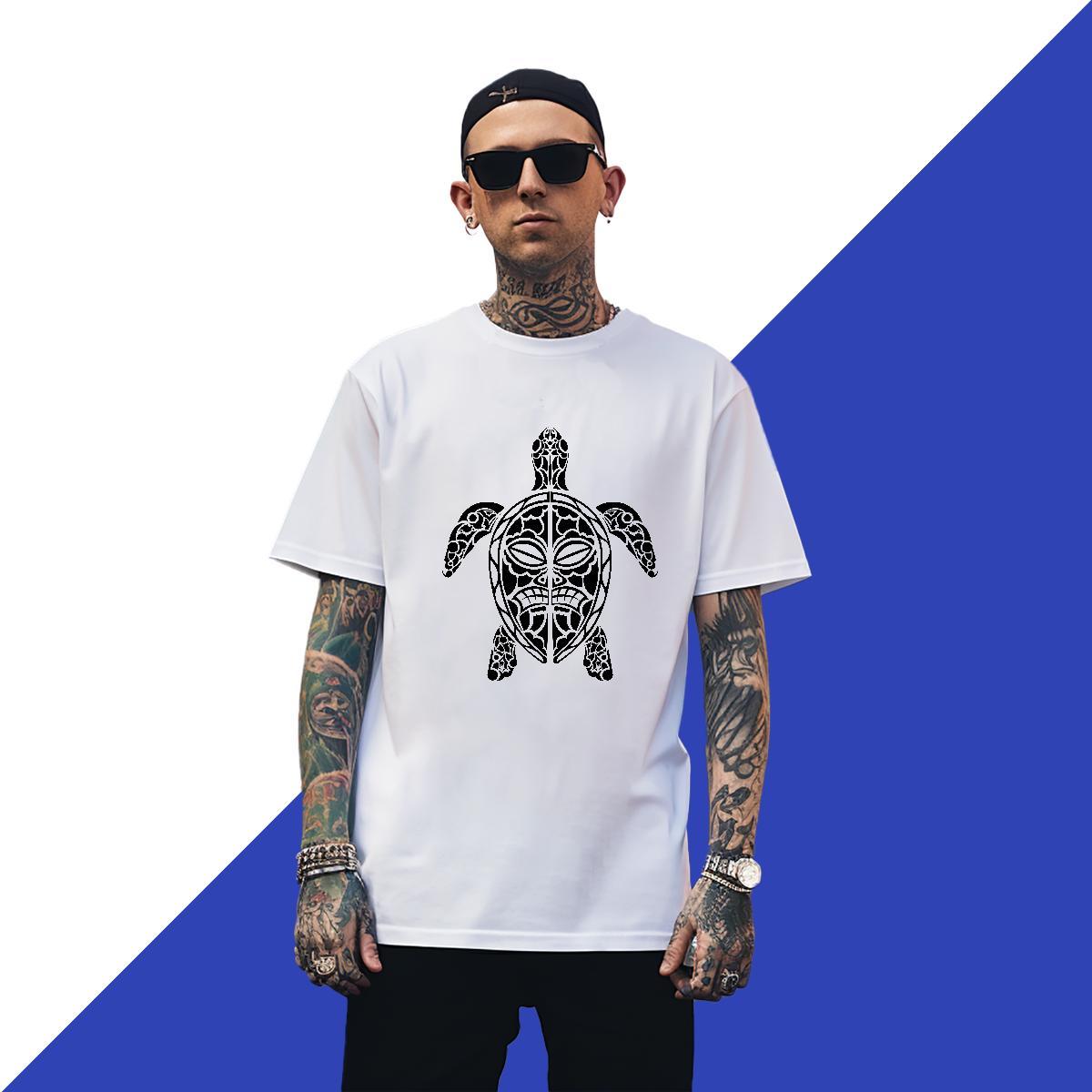 Loose Tshirts 230g Pure Cotton Sport tortoise DIY Short Sleeve Soft 2024 Summer T Shirt For Man Tee Shirt