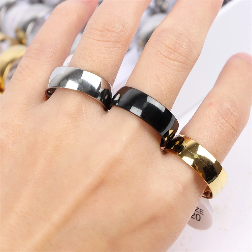 50 piecesbatch wholesale smooth stainless steel rings suitable for men women parties wedding fingers jewelry accessories mixed width 28mm 240723