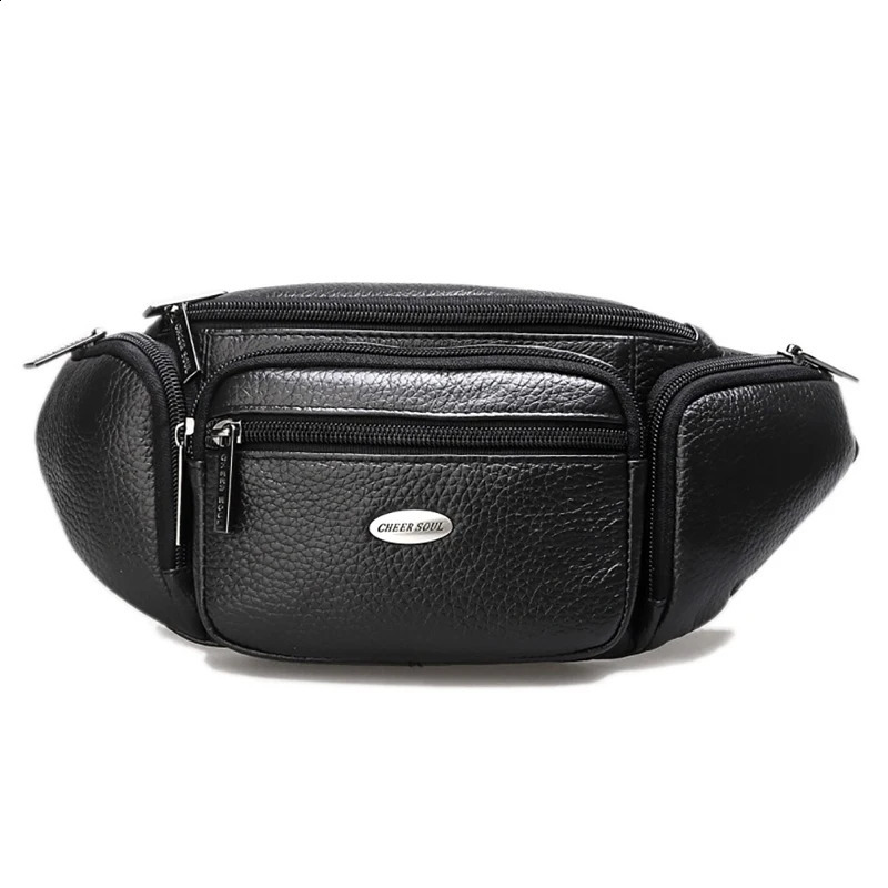 Genuine Leather Men Waist Fanny Pack Cross body Bags Multi-Pocket Travel Vintage Real Cowhide Male Sling Chest Hip Belt Bum Bag 240729
