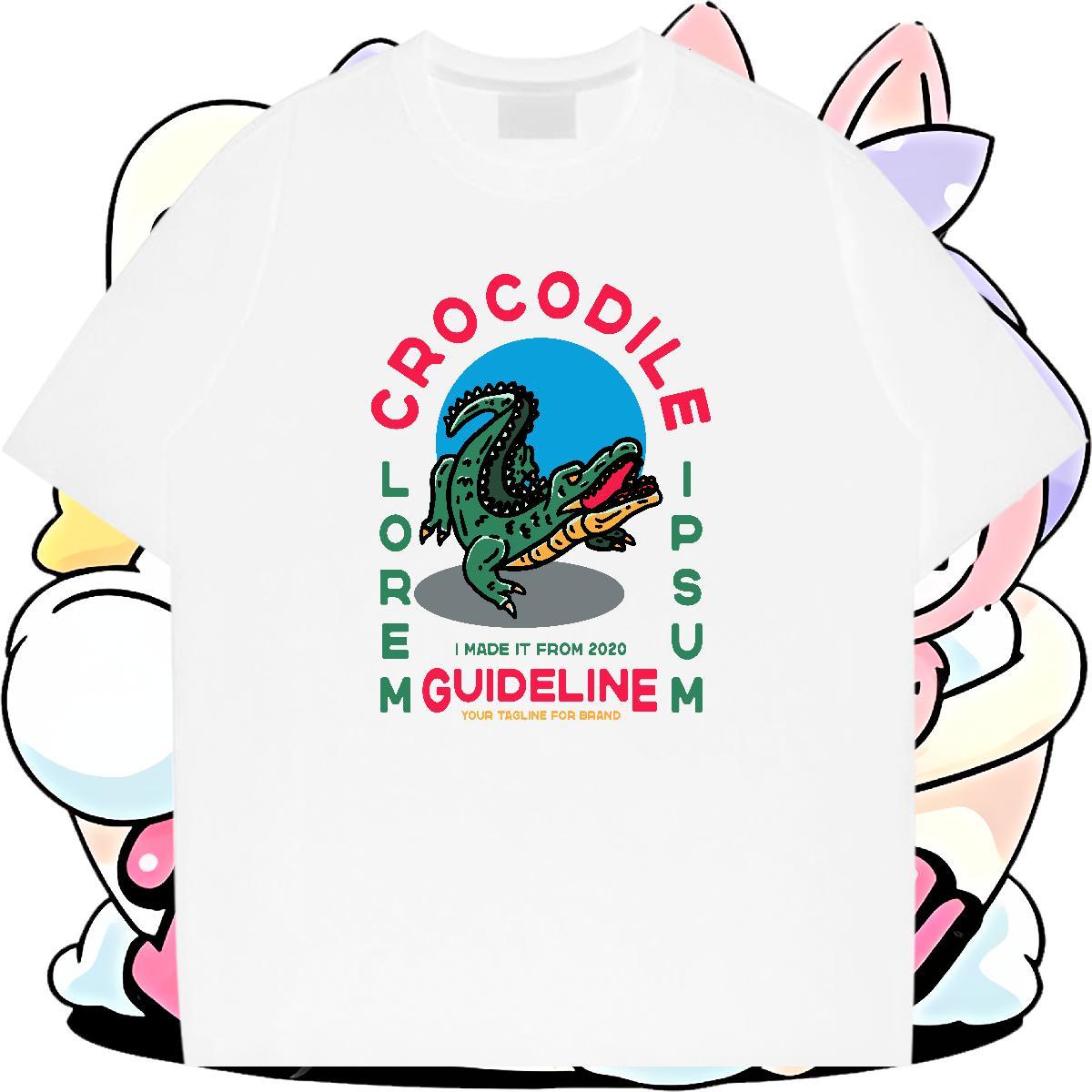 Unisex Men Tees 230g Cotton Street crocodile Anime Print O-Neck Short Sleeve DIY Customized Man T Shirts Tshirts