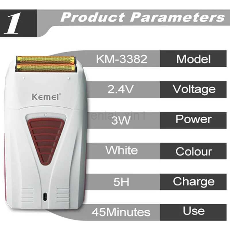 Kemei 3382 Rechargeable Electric Shaver Hair Beard Electric Razor For Men Bald Head Shaving Machine Foil Titanium Cord/CordlessY240729