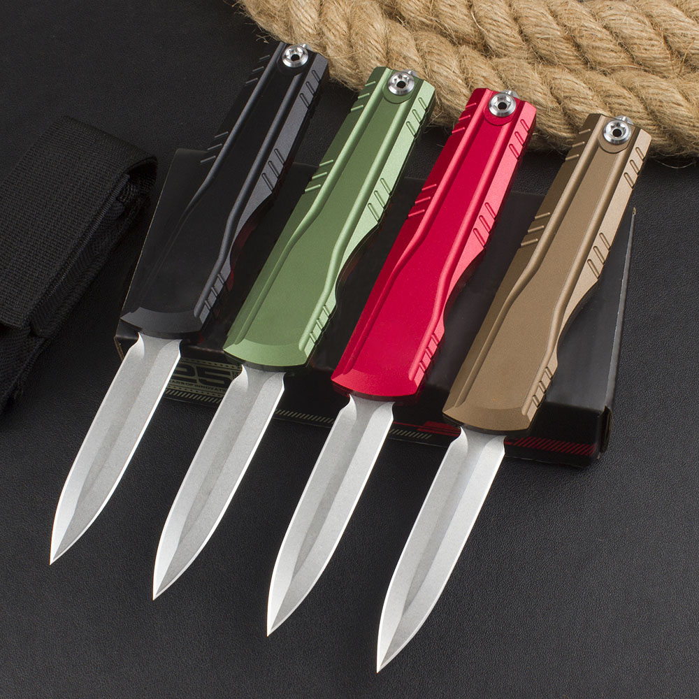 High End Tactical Knife D2 Stone Wash Double Edge Blade CNC Aviation Aluminum Handle Outdoor Camping Survival Knives with Nylon Bag