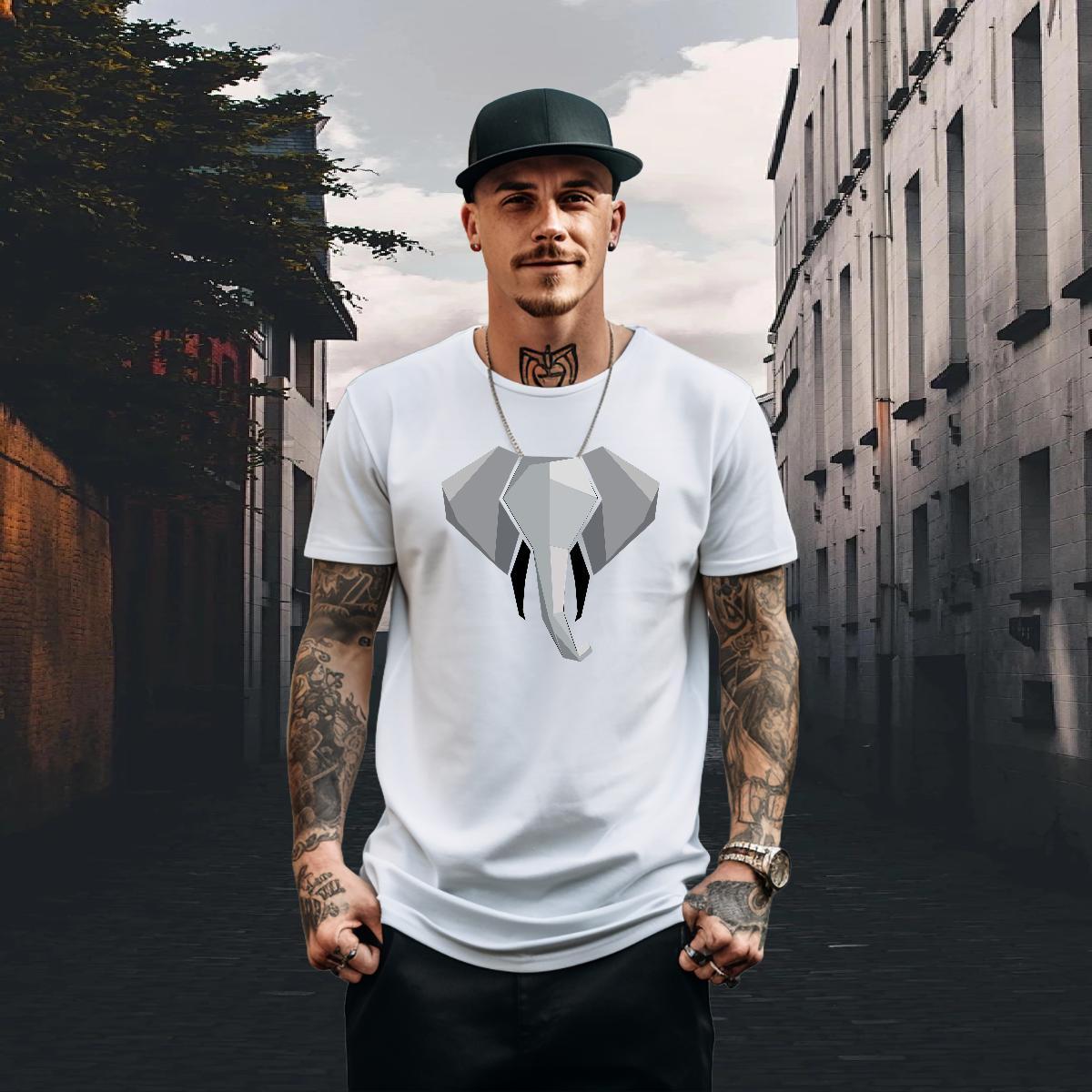High Quality Men Tops Tees 230g 100% Cotton Sport Elephant Custom Print Plus Size Breathable Short Sleeve Classic T Shirts Men Tops Shirt