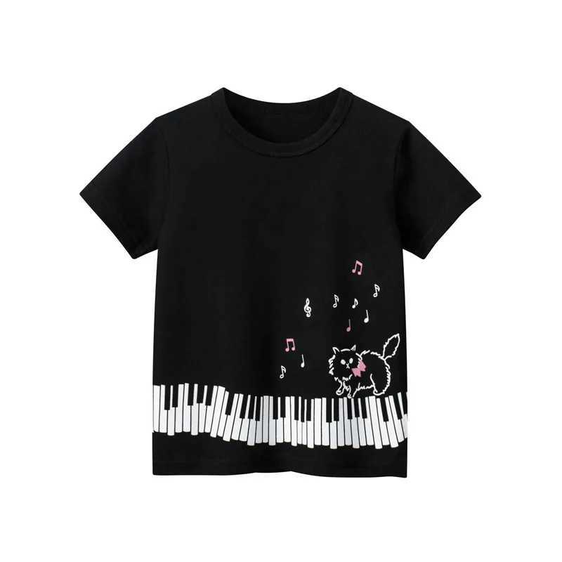 T-shirts 1-9T Toddler Kid Tshirt Baby Girls Clothes Piano Print Infant T Shirt Cotton Summer Tee Top Casual Childrens Tshirt OutfitL24729