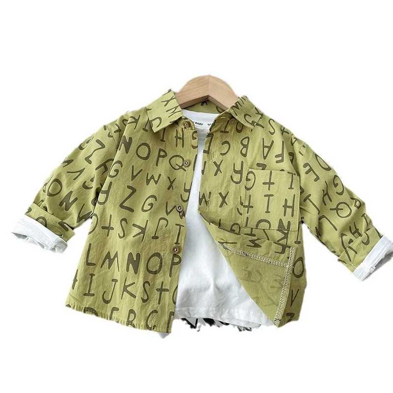 Childrens shirts spring thin shirts baby boy stripes cotton tops long sleeved shirts for children aged 1 2 3 and 4W240729