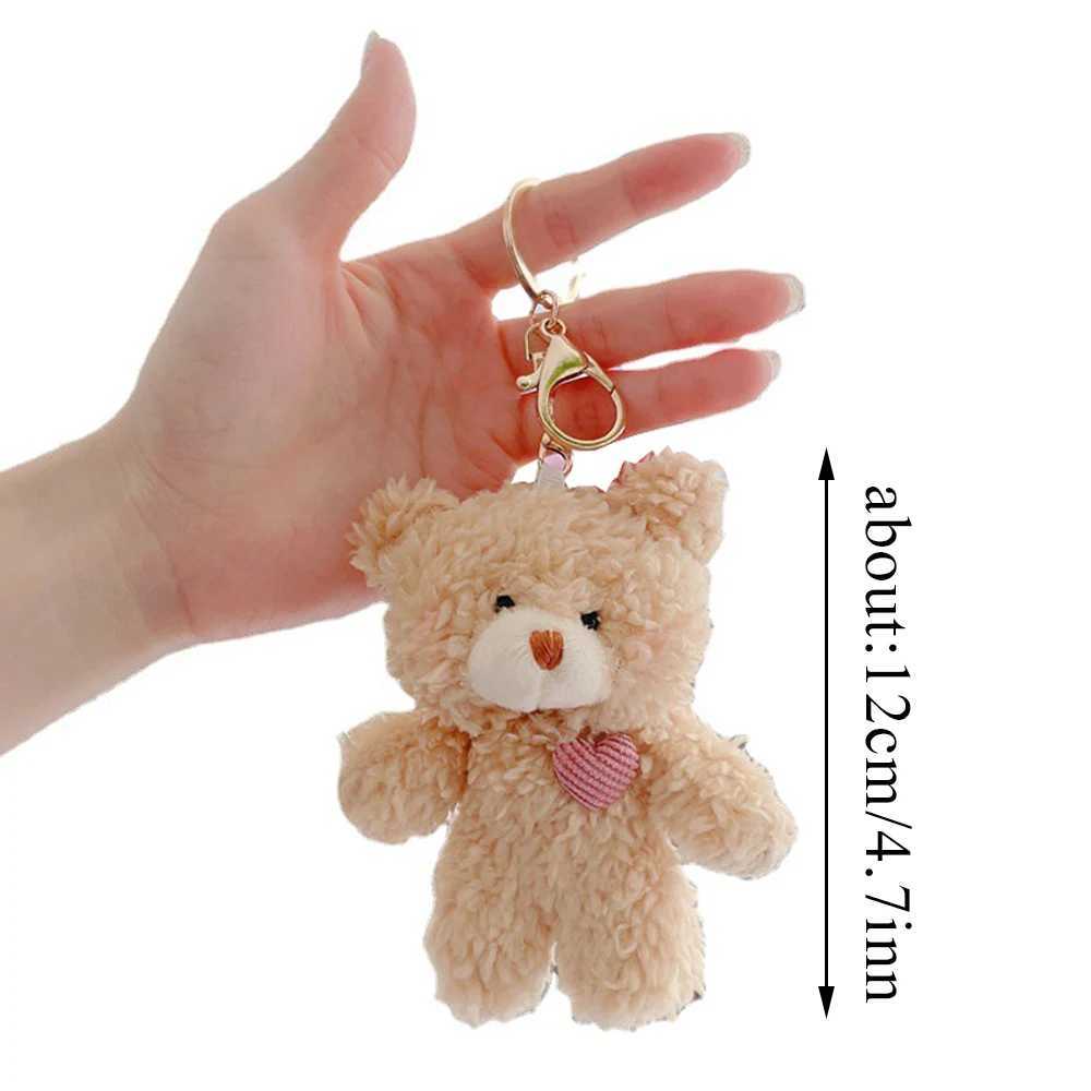Korea 11cm Soft Teddy Bear Keychain Plush Rabbit Pendant Keychain DIY Trinket Kids Stuffed Animal Toys Bag Car AccessoriesL240729