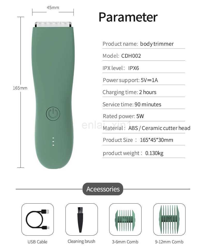 Body Hair Trimmer Shaver for Men Ball Trimmer for Groin Pubic Replaceable Ceramic Blade Groomer Electric Razor Waterproof ClippeY240729