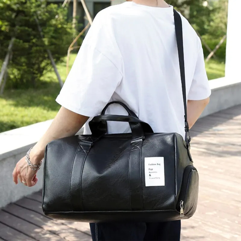 Retro travel bag sports bike training PU waterproof fitness bag 240904