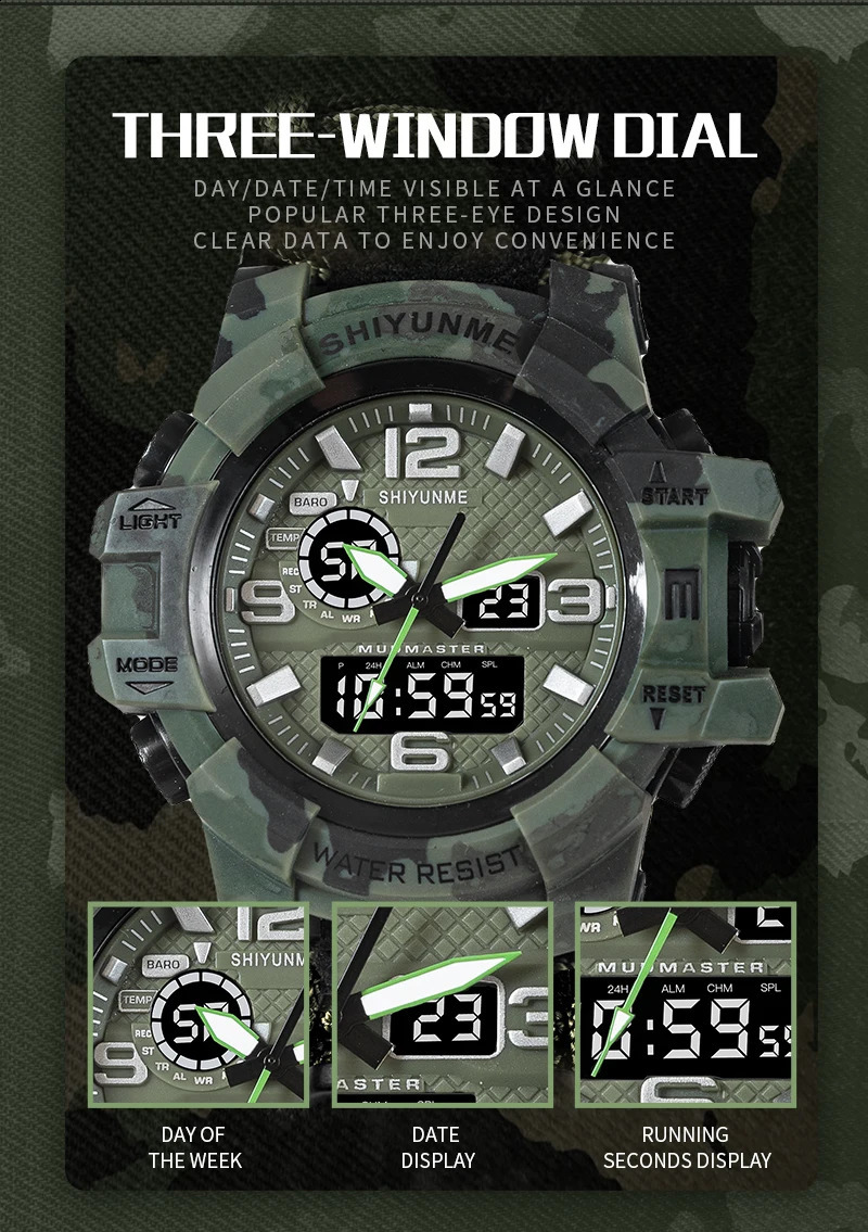 Men Military Sports LED Digital Watches Compass Outdoor Multifunction Waterproof Mens Quartz Watch Relogio Masculino 2201D 240717