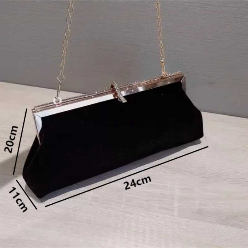 High-end Women Velvet Evening Bag New Fashion Fish Hook Lock Clutch Purses Female Handbags Chain Shoulder Bags for Wedding PartyXJ240729