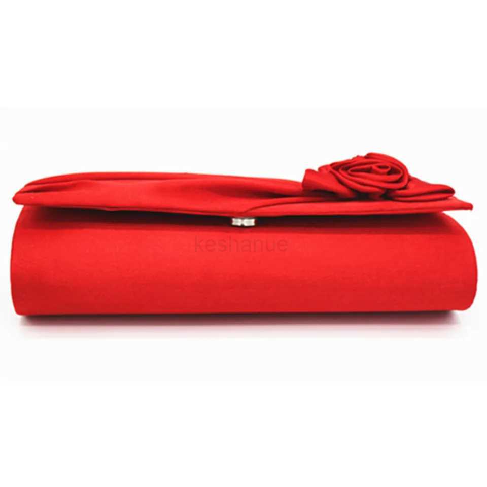 Trendy Rose Evening Purse Women Satin Handbag Dinner Clutch Fashion Banquet Wedding Party Chain Shoulder Crossbody Bag Money BagXJ240729