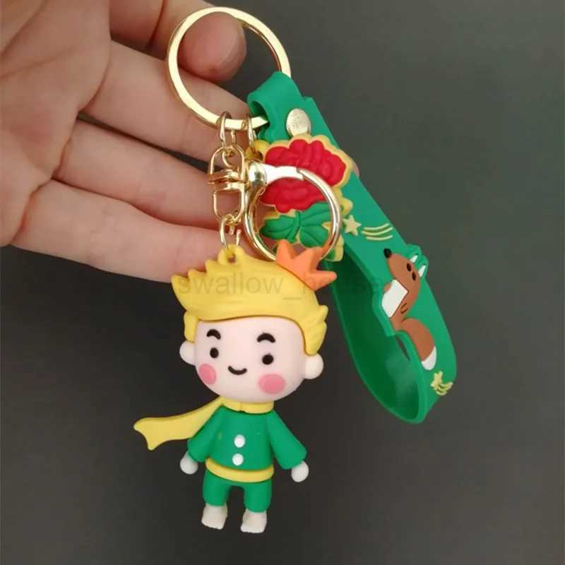Cartoon The Little Prince 3D Figure Keychain Animal Fox Lanyard Key Rings PVC Trinket Props Bag Doll Key Buckles AccessoriesL240729