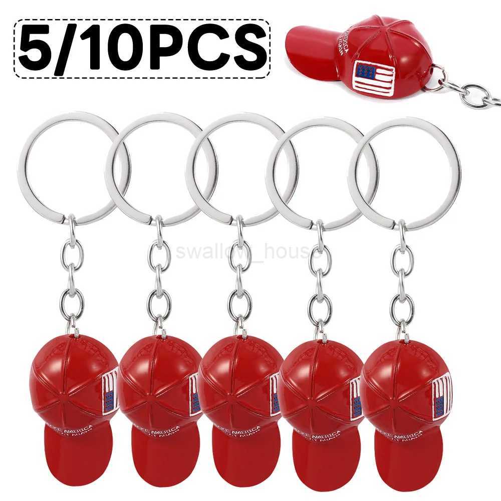 10Pcs Red Hat Trump Keychain MAGA MAKE AMERICA RGEAT AGAIN Key Ring Fashion Nation Key Holder For Men Women Jewelry AccessoriesL240729