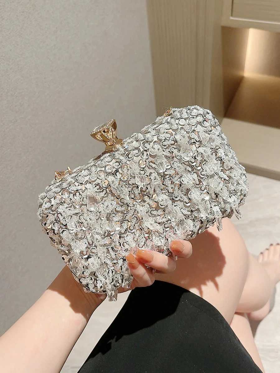 Beaded Sequins Evening Bag Elegant Box Clutch Purse Womens Wedding Handbags For Party PromXJ240729