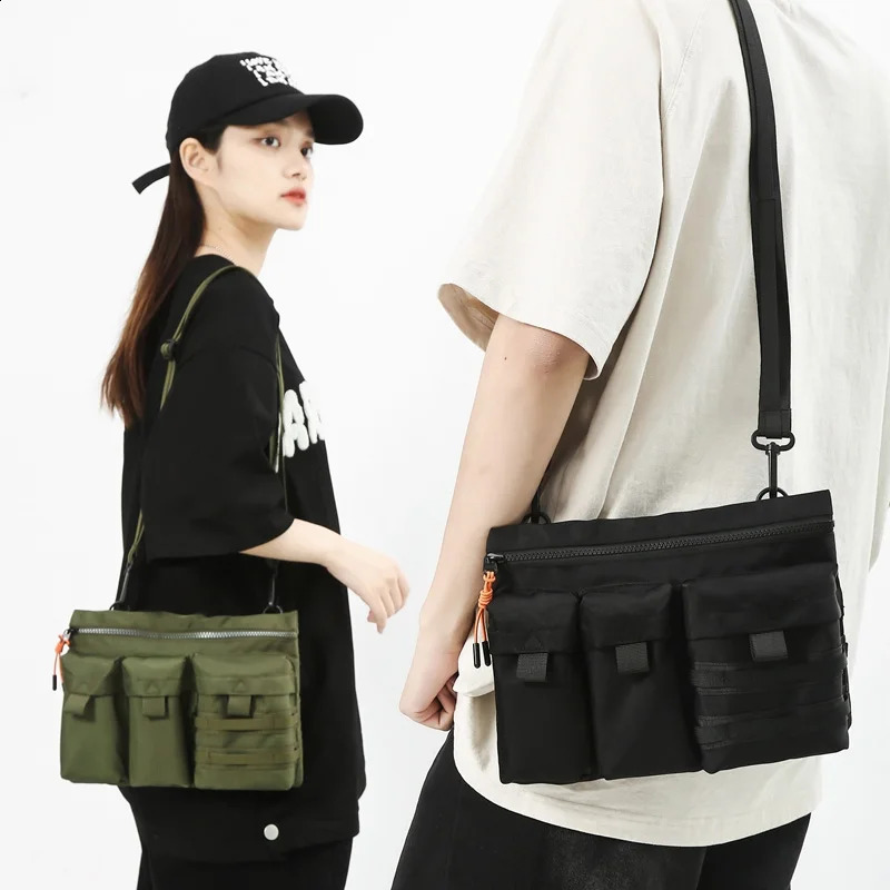 Streetwear Unisex Nylon Tactical Messenger Bags Casual Bullet Bessenger Bag Hip Hop Vest Function Tactics Phone Shoulder y240816