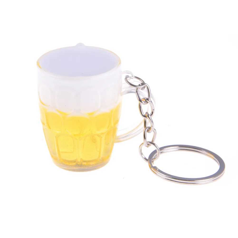 New Acrylic Beer Mug Keychain Simulation Mini Drink Glass Keyring Men Women Couple Key Holder Bag Pendant Jewelry Accessory GiftL240729