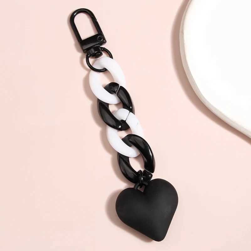 Handmade Heart Keychain Acrylic Plastic Link Chain Key Ring For Women Girls Handbag Pendant Accessorie Car Keys Jewelry GiftsL240729
