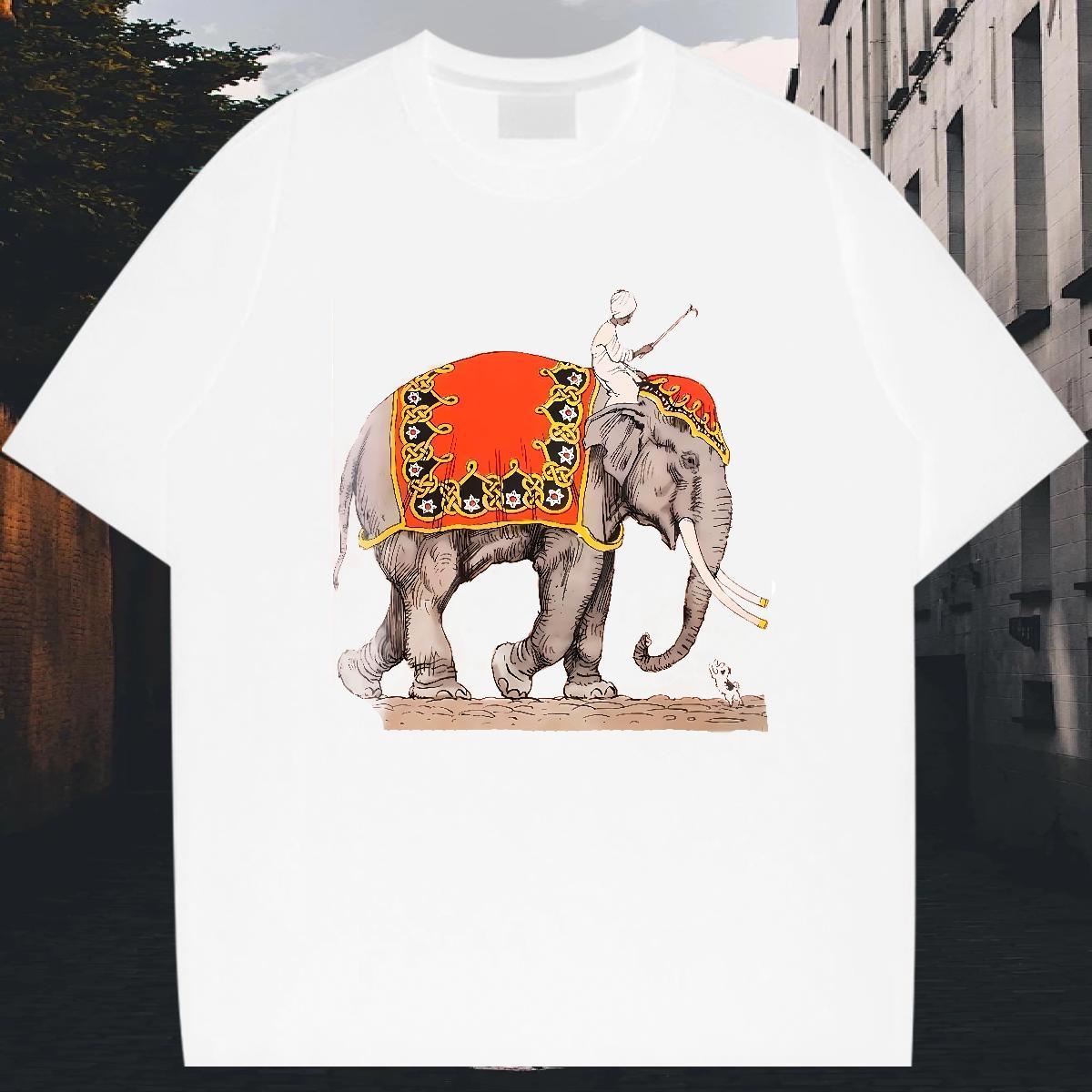 Designer Tshirts 230g 100% Cotton Hip Hop Street elephant DIY Logo Oversized Crew Neck Breathable Fashion Design Mens T Shirts Clothings