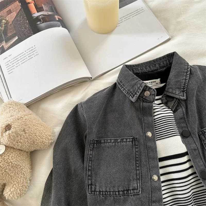 Boys babies children shirts jackets outerwear pure cotton 2024 classic jeans spring and autumn shirts youth jackets childrens jacketsW240729