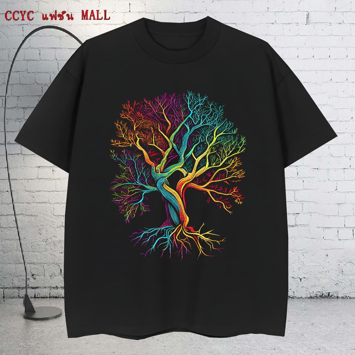 Free Shipping Men Clothes T-Shirt 230g Pure Cotton Street Casual tree DIY Printed Breathable Short Sleeve Casual New T Shirt For Man Tee Shirt