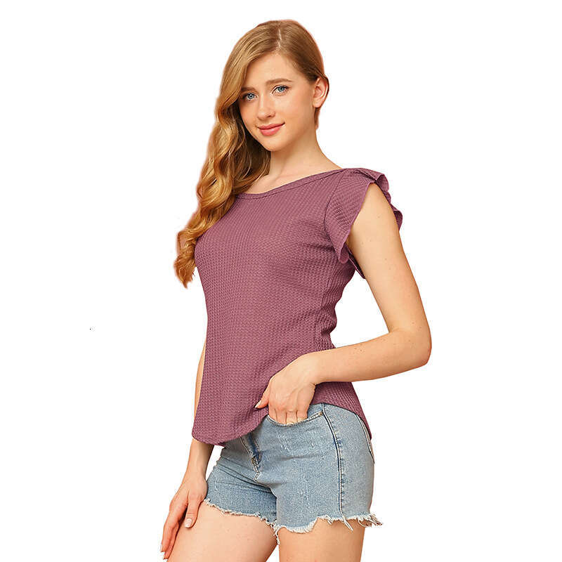 Gothic Best Saller Retro Fashion Summer Printing Short Sleeve Hollow Out Slim Top Female Sports Fitness Bottoming Womens Lace Stripe Street Activity C