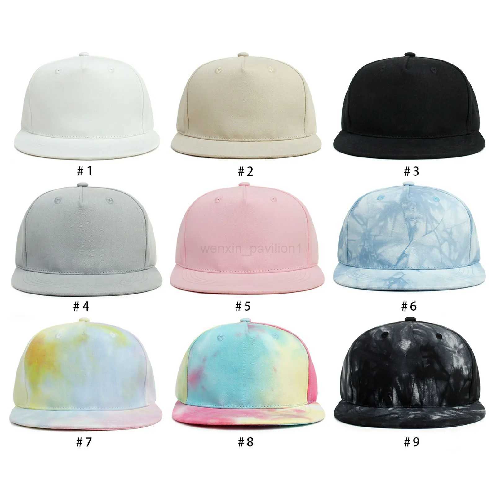 2022 Fashion Children Hip-Hop Hats Kids Boys Girls Solid Color/Tie-Dye Baseball Caps Toddler Outdoor Flat Brim Trend HatsXJ240729
