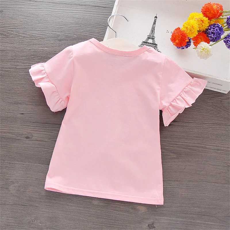 T-shirts Girl T-shirt Flare Short Sleeve Tee Tops Heart Print Kid Girl Clothes Sweet Pullover Casual Children Infant Outfit T Shirt A836L24729