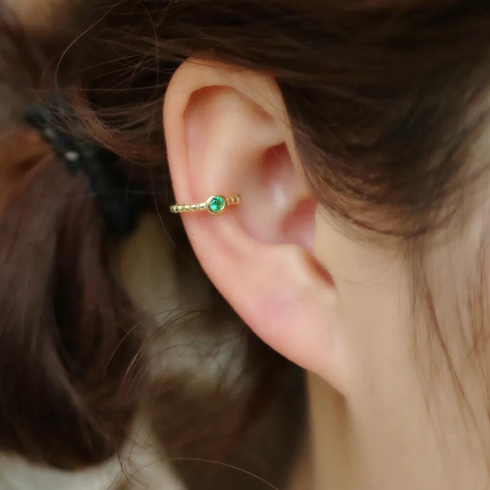 2024 New Sale delicate single stone round CZ blue green red white clip Cuff Ear Earring fashion women rainbow cz minimal earring