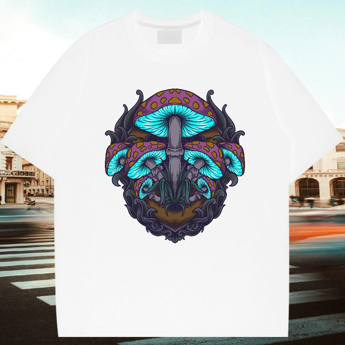 Designer Tshirts 230g Pure Cotton Casual Beach mushroom Oversized 3XL 4XL Breathable Crew Neck 2024 DIY Mens T Shirts Tees Shirts