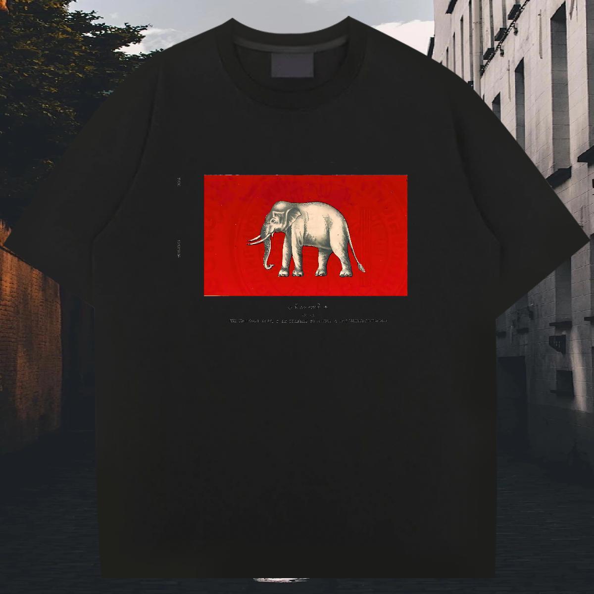 Classic Mens Tshirts 230g 100% Cotton Anime Printing Street elephant Custom Anime Breathable Short Sleeve New Man T Shirts Clothes