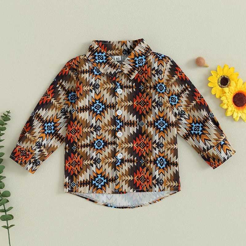 FOCUSNORM 0-4Y Preschool Boys Suit Top Long Sleeve Collar Denim Pattern Autumn Single CorsetW240729
