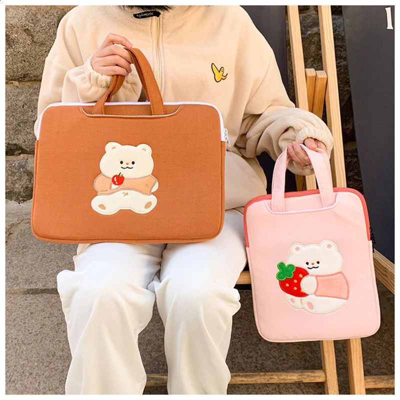 Cute Bear Women Laptop Hand Bag Sleeve Pouch 11 12 13.3 14 15 15.6 Inch Computer Bag Accessories 240729