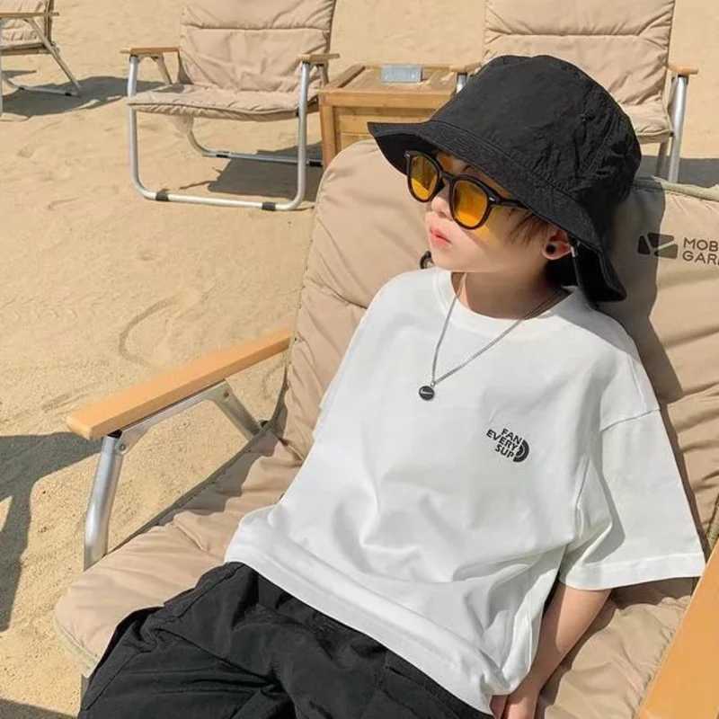 T-shirts Cool Kids Boy Casual Tops English Word Print Trendy Childrens T-shirt Short Sleeve European And American Style Toddler TeesL24729