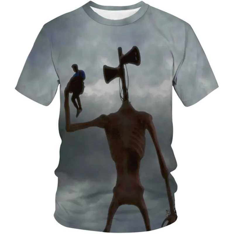 T-shirts 4-13Y Kids Game Anime Siren Head Printing T-Shirt Boys Girls Summer Casual Cool Tshirts Children SCP Horror Hip Hop Clothes TopsL24729