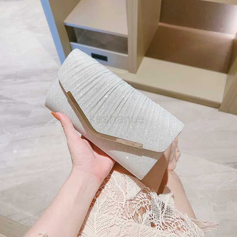 Women Evening Clutch Bag Female Shiny Clutch Wedding Purse Party Banquet Black Gold Silver Clutches Bag Square Shoulder Bag NewXJ240729