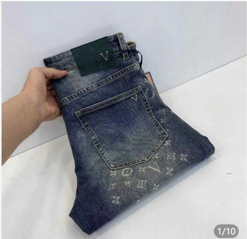 Men's Jeans Designer Designer Brand Simplified European High End Trendy Heavy Craft Washed Goods Elastic Slim Fit Small Leg 6611 SU88 TONI