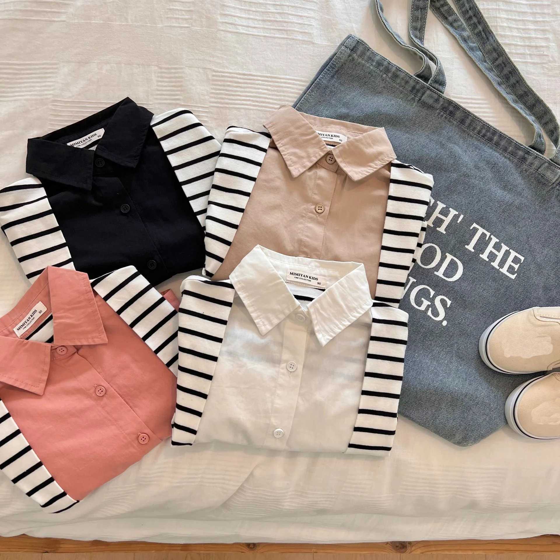 2022 Spring/Autumn Childrens Shirt Long Sleeve Collar Shirt for Boys and GirlsW240729