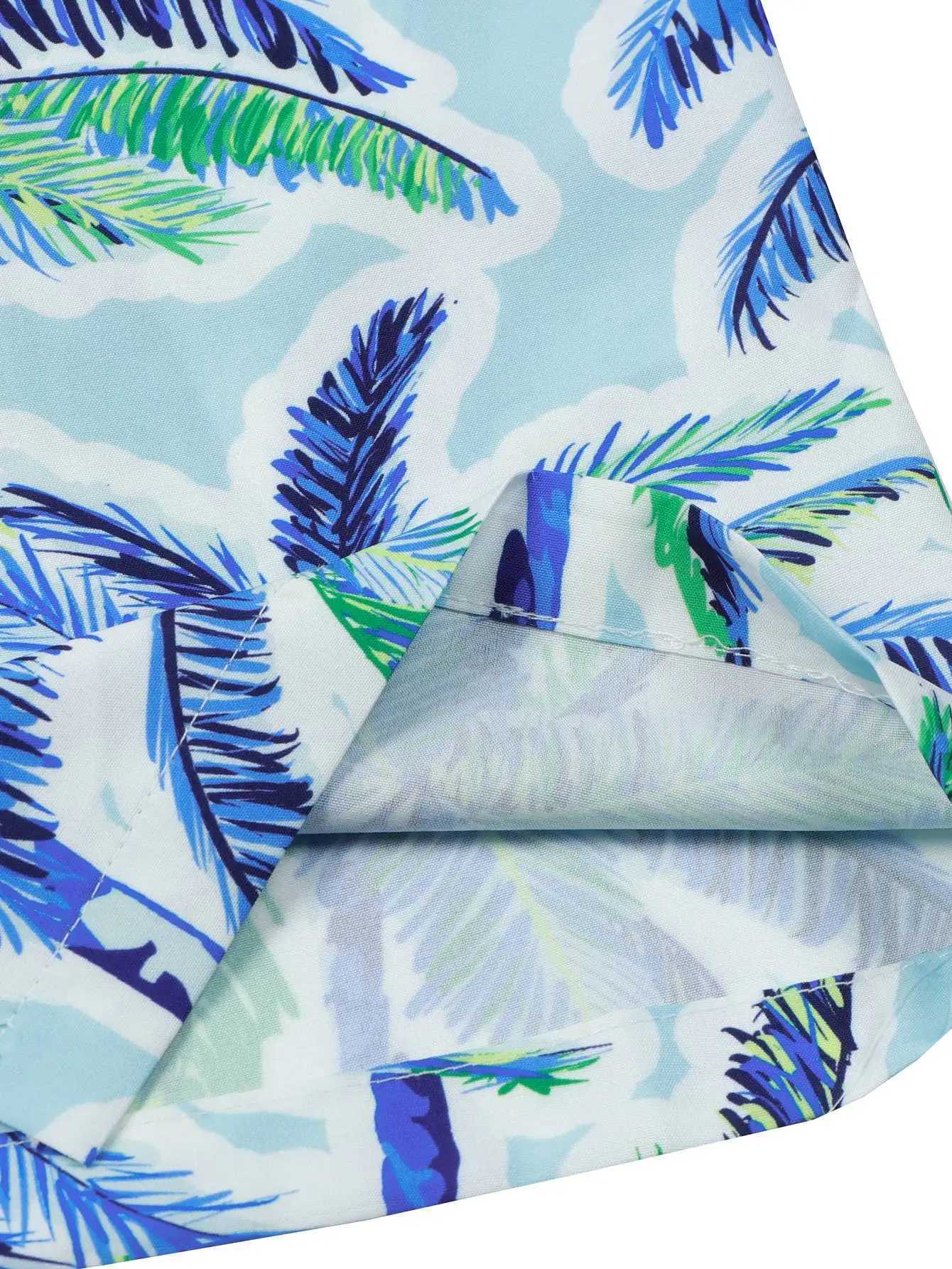 Cool and comfortable vacation style casual palm tree print shirt for boys in summerW240729