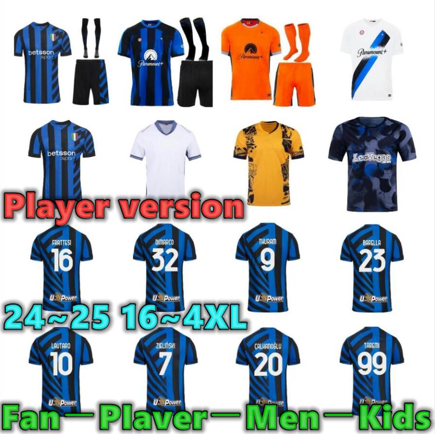 2024 2025 3XL 4XL LUKAKU Soccer Jersey BARELLA INTERS DZEKO MILANS LAUTARO VIDAL J. CORREA 23 24 Football Shirt CALHANOGLU GAGLIARDINI Men Kit Yellow 3rd Kids Equpment
