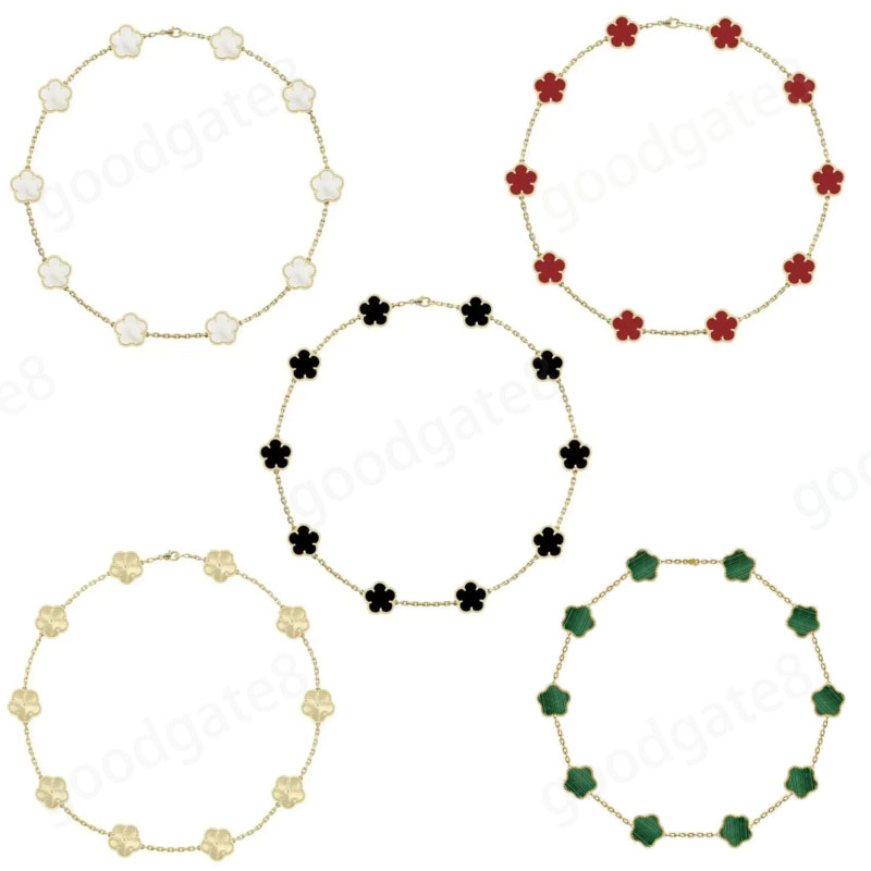 10 flower necklaces designer necklace four leaf clover necklaces women designer jewelry gold silver plated chain mother of pearl pendant diamond necklace gift go01